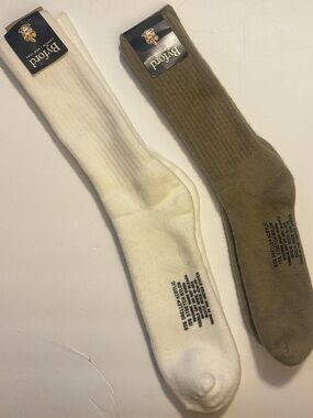 Buford Men's Crew Socks - White & Mushroom (2 Pairs) Sock Size 10-13